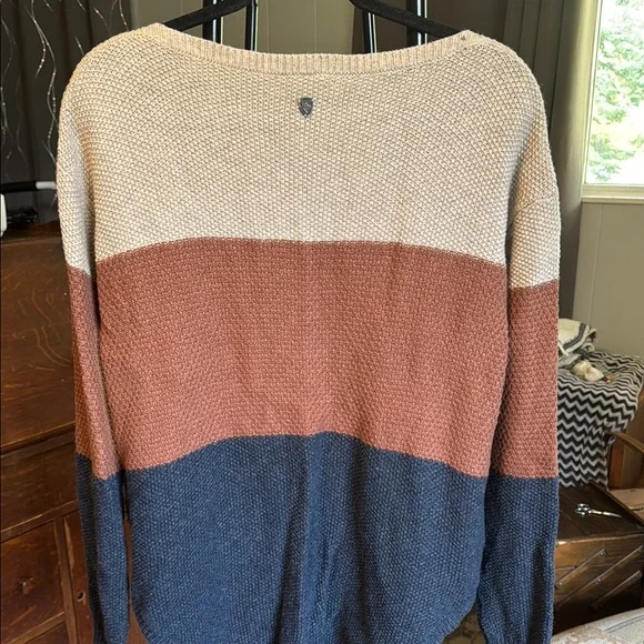 Colorblock Sweater in Cream, Brown, and Blue - Picture 3 of 4